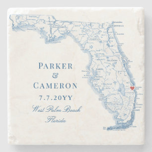 Posavasos De Piedra West Palm Beach Florida Mapa Elegante Boda