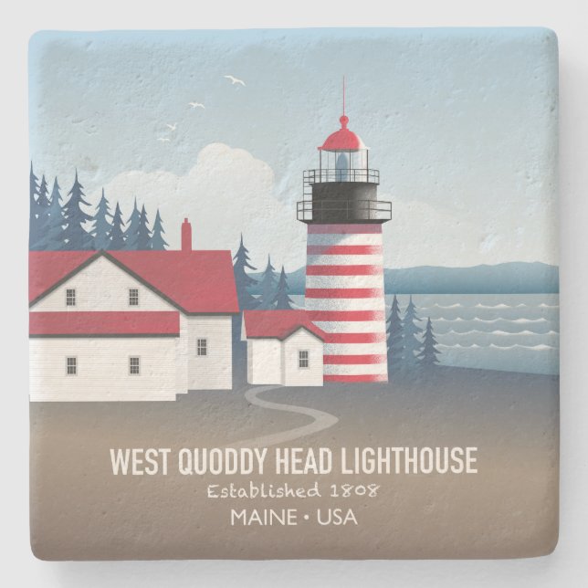 Posavasos De Piedra West Quoddy Head Lighthouse (Anverso)