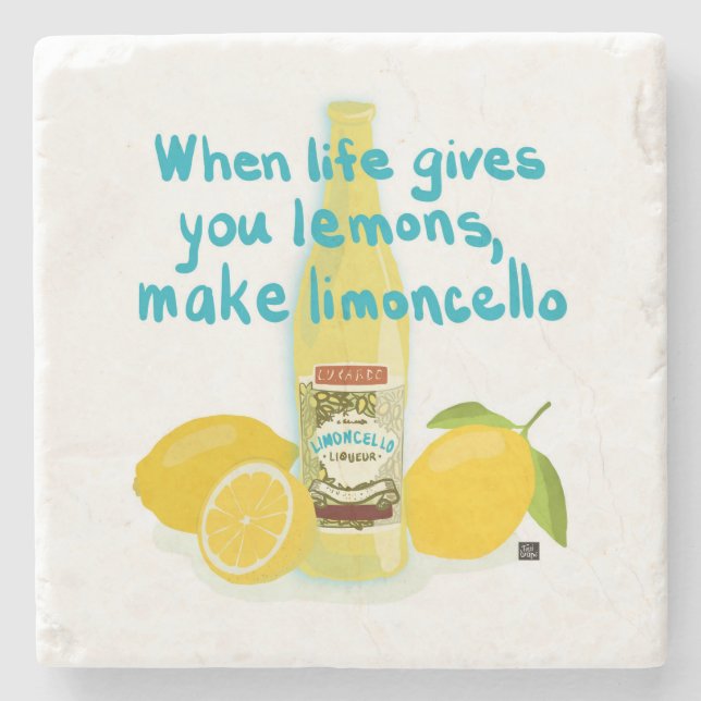 Posavasos De Piedra When Life Gives You Lemons - Make Limoncello (Anverso)