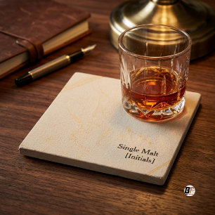 Posavasos De Piedra Whisky Beige Minimalista de Malta Única