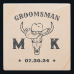 Posavasos De Piedra Wild West Cowboy Monograma Mejor Hombre Groomsmen<br><div class="desc">Regalos personalizados para los padrinos y el mejor hombre con temática de vaquero del oeste. Decorada con gorra de vaquero con letra occidental vintage. El texto y el color son editables utilizando la herramienta de diseño para que se ajuste a su ocasión. Obtén este regalo de personalizar para boda, despedida...</div>