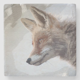 Posavasos De Piedra Wildlife Fox Portrait Nature Neutral Stone Coaster