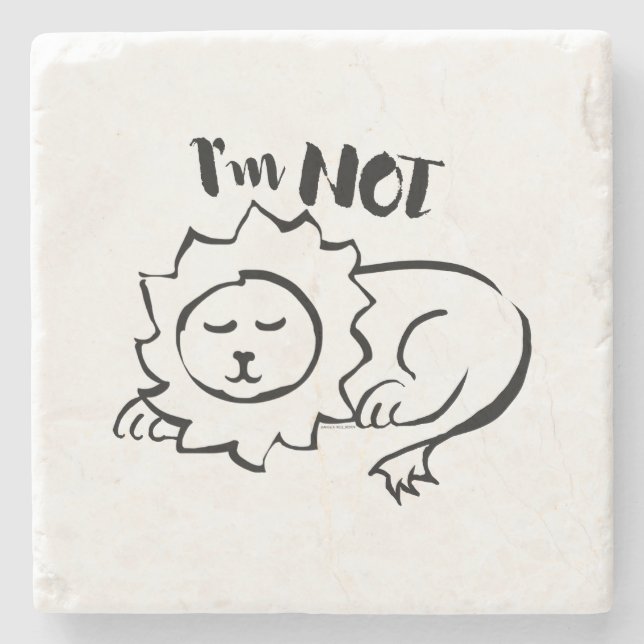 Posavasos De Piedra Wildly Punny — I’m Not Lion Minimalist Lion Art (Anverso)
