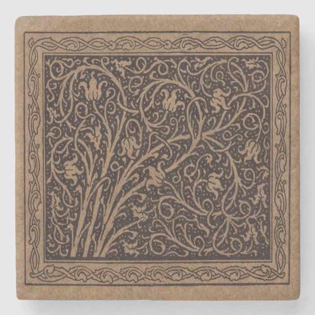 Posavasos De Piedra William Morris Campion Cuero Damask (Anverso)
