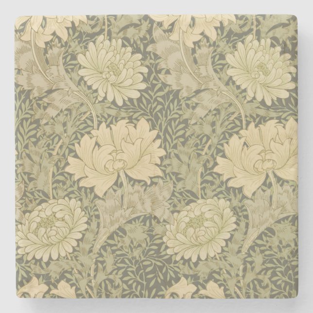 Posavasos De Piedra William Morris Chrysanthemum Sage Flower (Anverso)