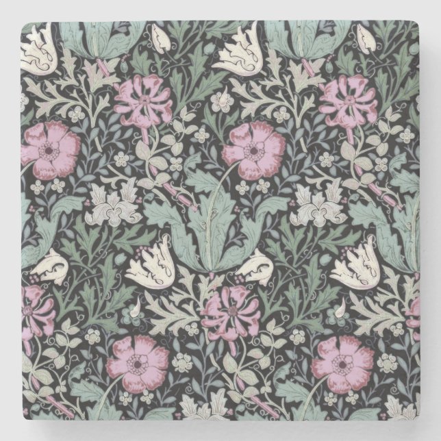Posavasos De Piedra William Morris Poppy Botanical Victorian Wallpaper (Anverso)