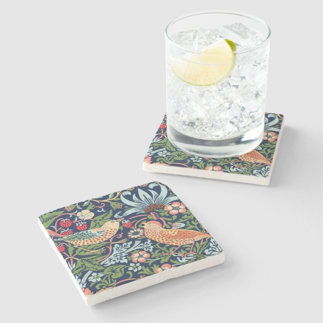 Posavasos De Piedra William Morris Strawberry Thief (Lateral)