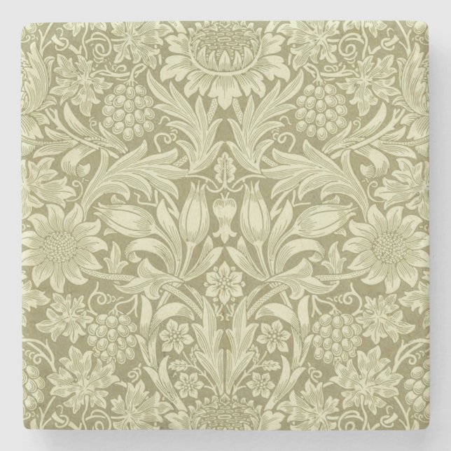 Posavasos De Piedra William Morris Sunflower Green Flower (Anverso)