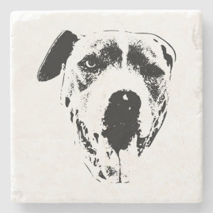 Posavasos De Piedra Wink & Tongue Pitbull Mix Mini Retrato