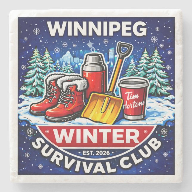 Posavasos De Piedra Winnipeg Winter Survival Coaster – Timmies (Anverso)