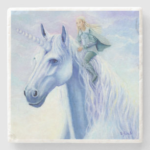 Posavasos De Piedra Winter Unicorn Elf Rider