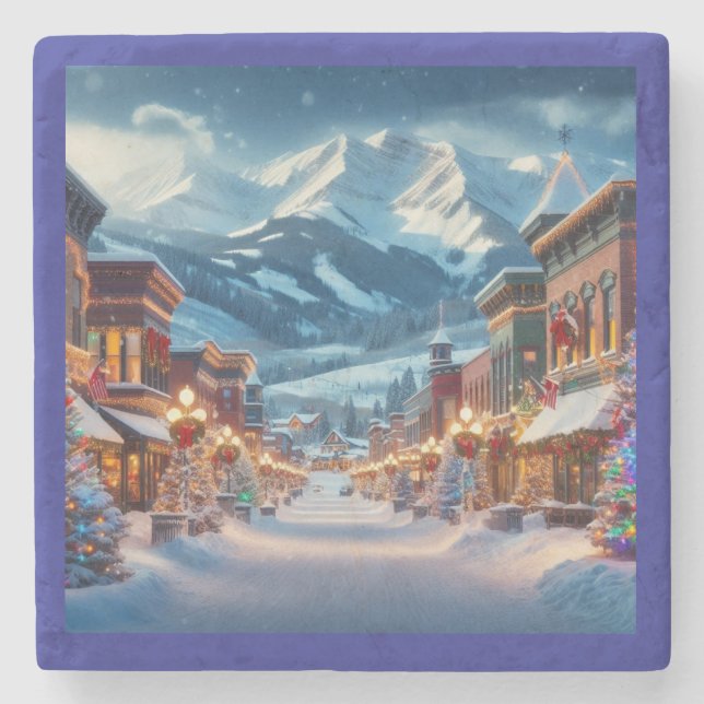 Posavasos De Piedra Winter Wonderland en Crested Butte, Colorado (Anverso)