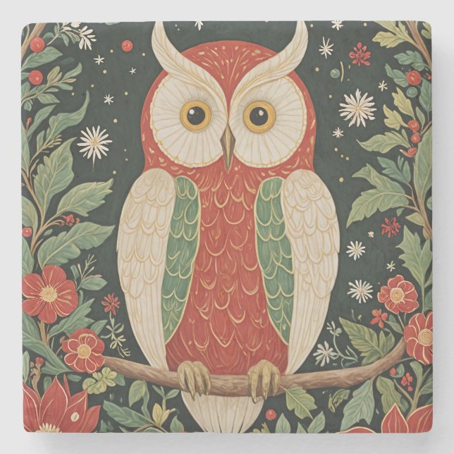 Posavasos De Piedra Wise Winter Watcher (Anverso)