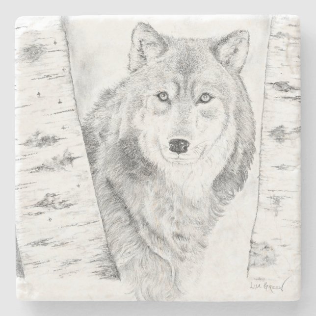 Posavasos De Piedra Wolf (Anverso)