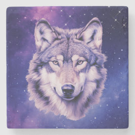 Posavasos De Piedra Wolf Galaxy Stars Cosmic Birday Party