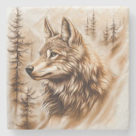 Posavasos De Piedra Wolf Marble Coaster