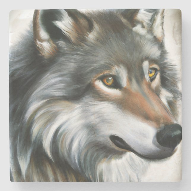 Posavasos De Piedra Wolf Painting (Anverso)