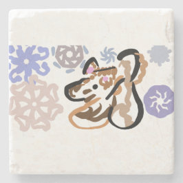 Posavasos De Piedra Wolf winter love