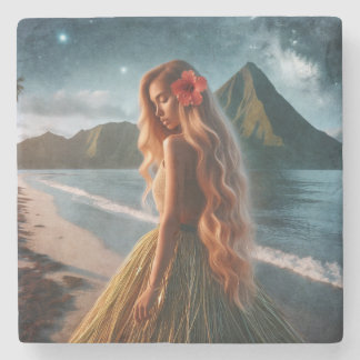 Posavasos De Piedra Woman in Grass Skirt