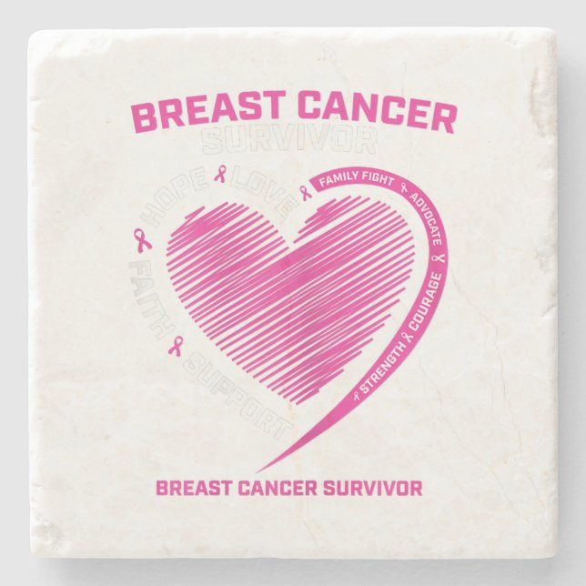 Posavasos De Piedra Womens Pink Breast Cancer Survivor Gifts Women Mom (Anverso)