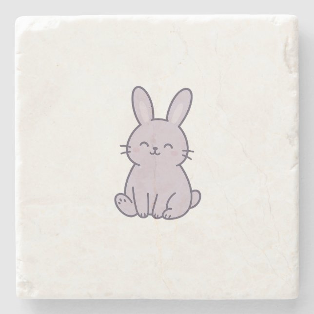Posavasos De Piedra Wonky Zoo Bunny Stone Coaster (Anverso)