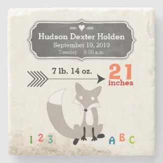 Posavasos De Piedra Woodland Creations Fox Baby Stats Keepsake