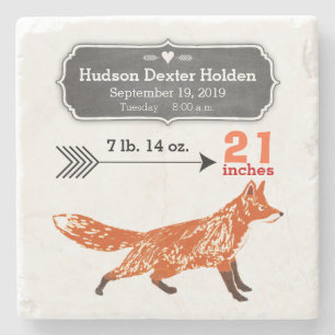 Posavasos De Piedra Woodland Creations Fox Baby Stats Keepsake