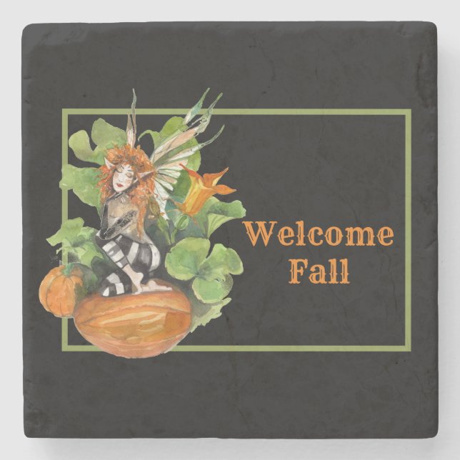 Posavasos De Piedra Woodland Fall Harvest Elf (Anverso)