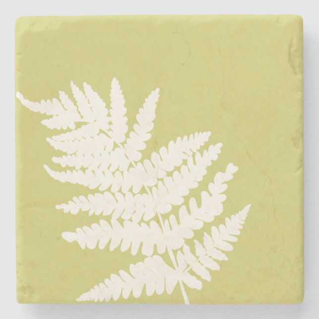 Posavasos De Piedra Woodland Fern Personalizado Colores de fondo (Anverso)