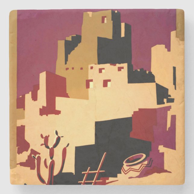 Posavasos De Piedra WPA del Suroeste del Pueblo WPA Nacional (Anverso)