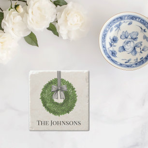 Posavasos De Piedra Wreath con arco de rayas blancas y negras