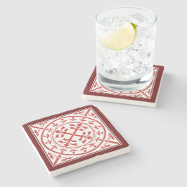 Posavasos De Piedra Wreath de mármol rojo medieval deja románico