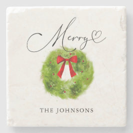 Posavasos De Piedra Wreath Merry, Navidades de la vegetación de invier