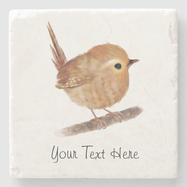 Posavasos De Piedra Wren Wildlife Personalizado Mármol de las Montañas (Anverso)