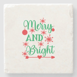 Posavasos De Piedra Xmas Arte Feliz Y Brillante