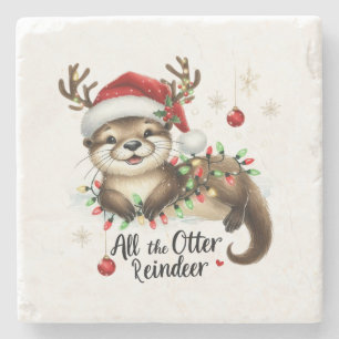 Posavasos De Piedra Xmas Gift All The Otter Reindeer
