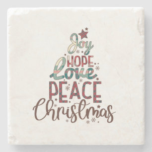 Posavasos De Piedra Xmas Gift Joy Love Peace Navidades