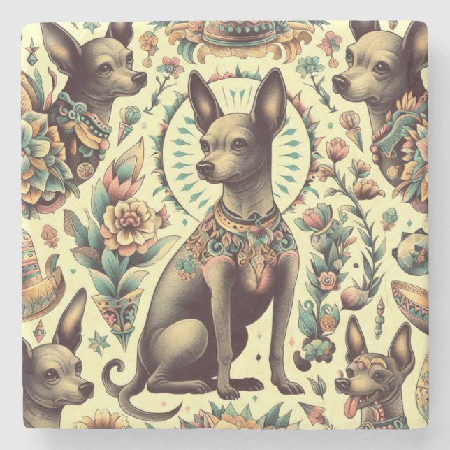 Posavasos De Piedra Xoloitzcuintle de época (Anverso)