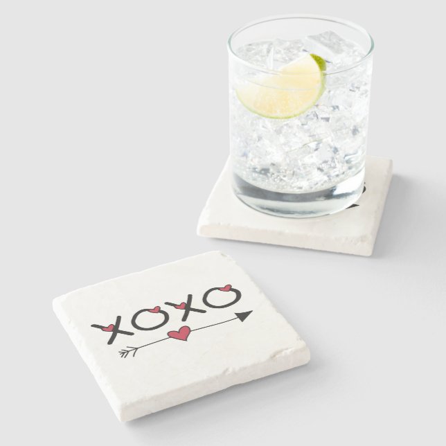 Posavasos De Piedra XOXO San Valentín (Lateral)