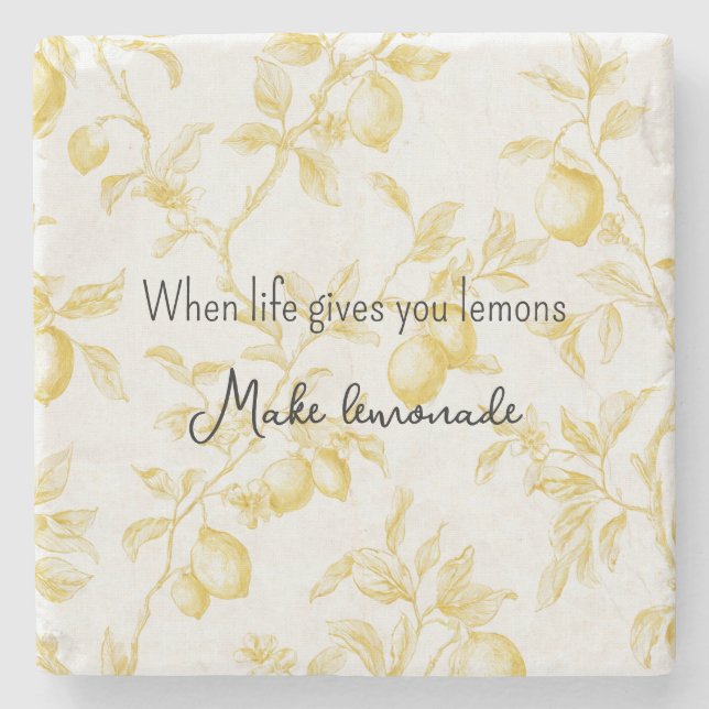 Posavasos De Piedra Yellow Fruit Lemons Make Lemonade (Anverso)