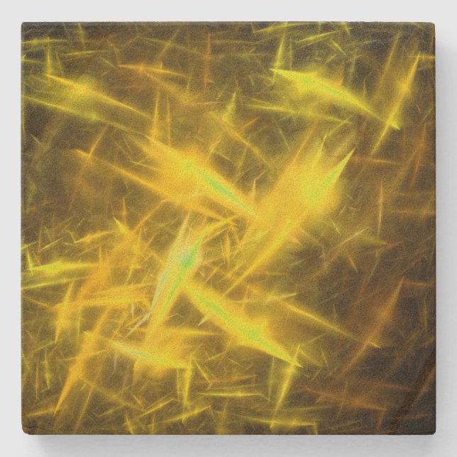 Posavasos De Piedra Yellow Static Fractal Square Coaster (Anverso)