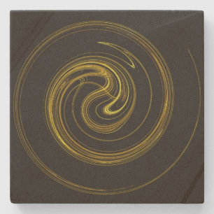 Posavasos De Piedra Yellow y Blk Spiral Square Stone Coaster