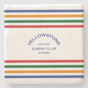 Posavasos De Piedra Yellowstone Cabin Club Personalizado Escudo Paro S