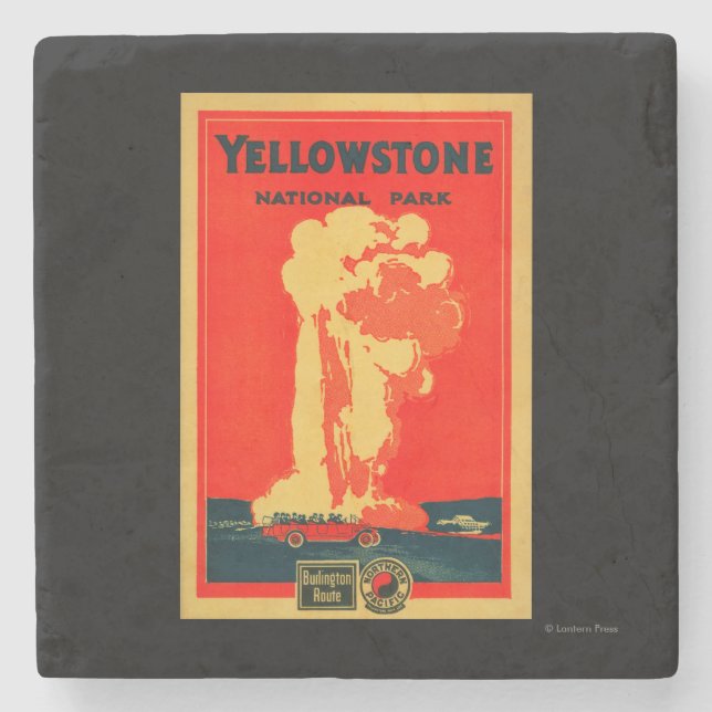 Posavasos De Piedra Yellowstone, poster fiel viejo de la publicidad (Anverso)