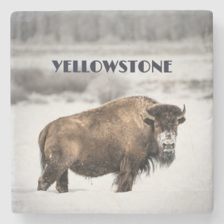 Posavasos De Piedra Yellowstone Snowowo Buffalo Souvenir Coaster