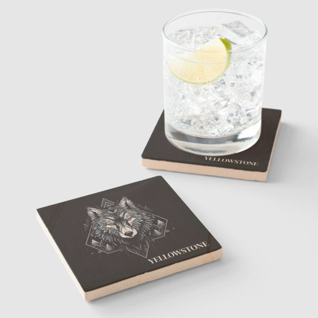 Posavasos De Piedra Yellowstone Wolf Sandstone Coaster (Lateral)