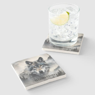 Posavasos De Piedra Yellowstone Wolf Stone Coaster