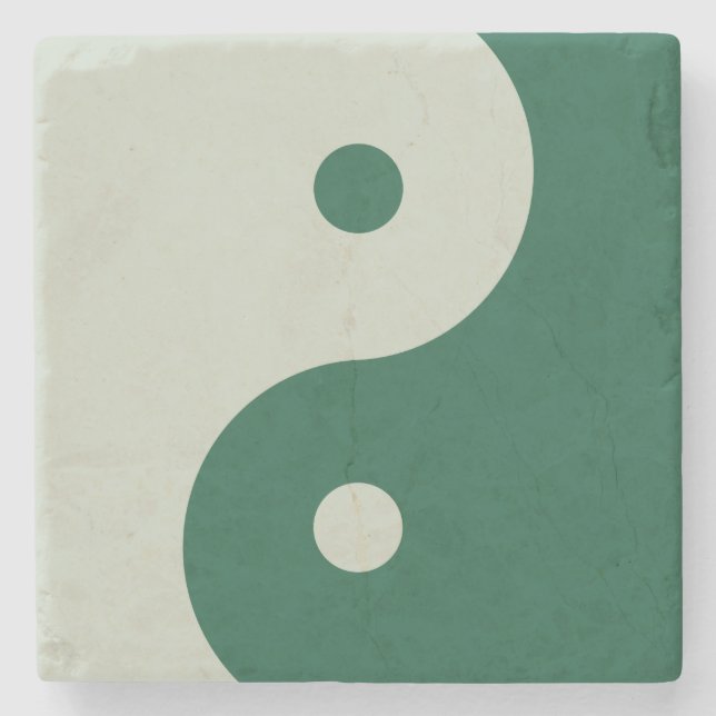 Posavasos De Piedra Yin Yang Sage Green (Anverso)