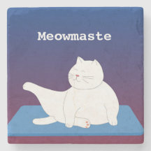 Yoga Cat Marble Coaster