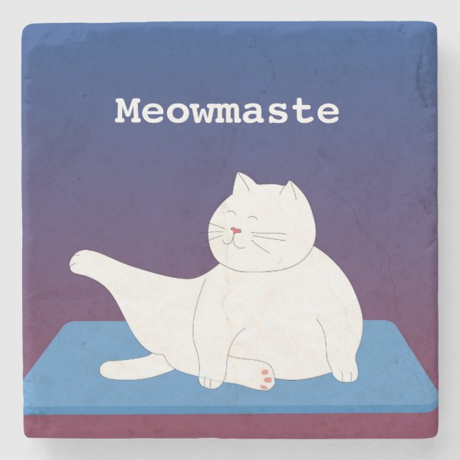 Posavasos De Piedra Yoga Cat Marble Coaster (Anverso)
